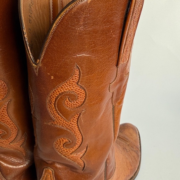 Vintage Lucchese Brown Leather Cowboy Boots - Picture 8 of 13